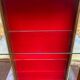 Louis Philippe display cabinet in solid wood and burgundy velvet from the 20th century