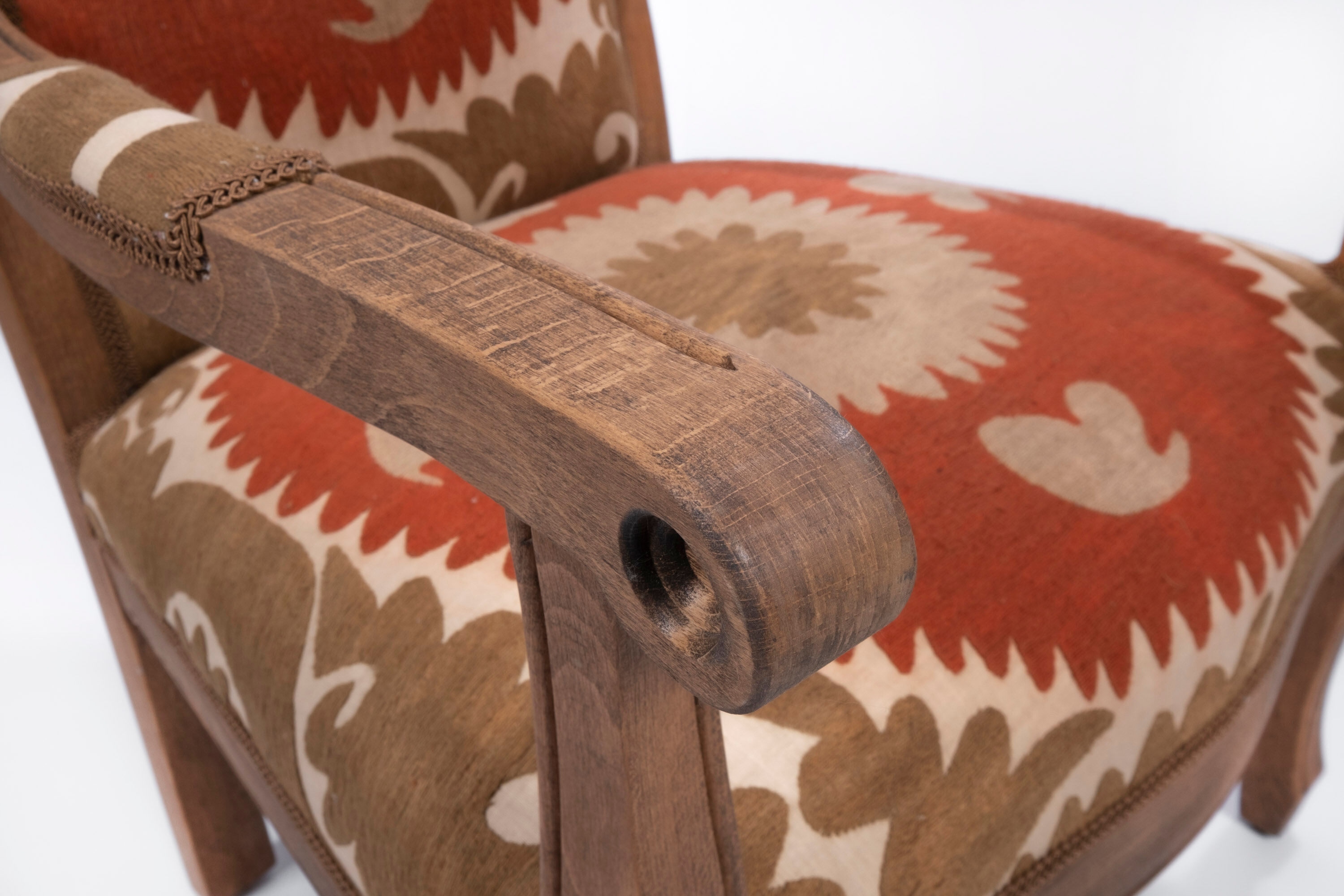 Boho Chic Suzani Embroidered Bergere Chair