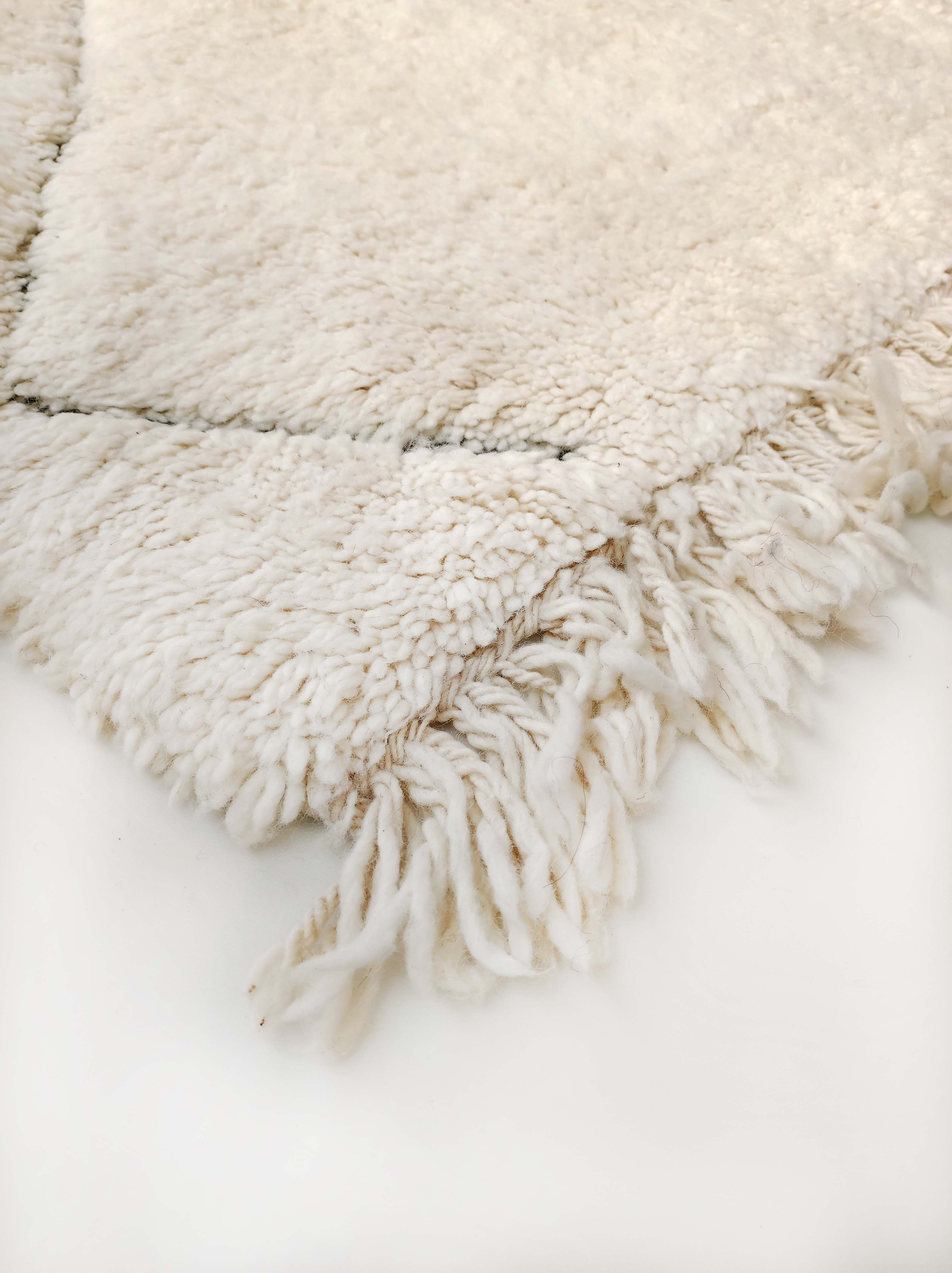 Moroccan Berber carpet blessed ouarain ecru with black diamonds engraved 295x213cm