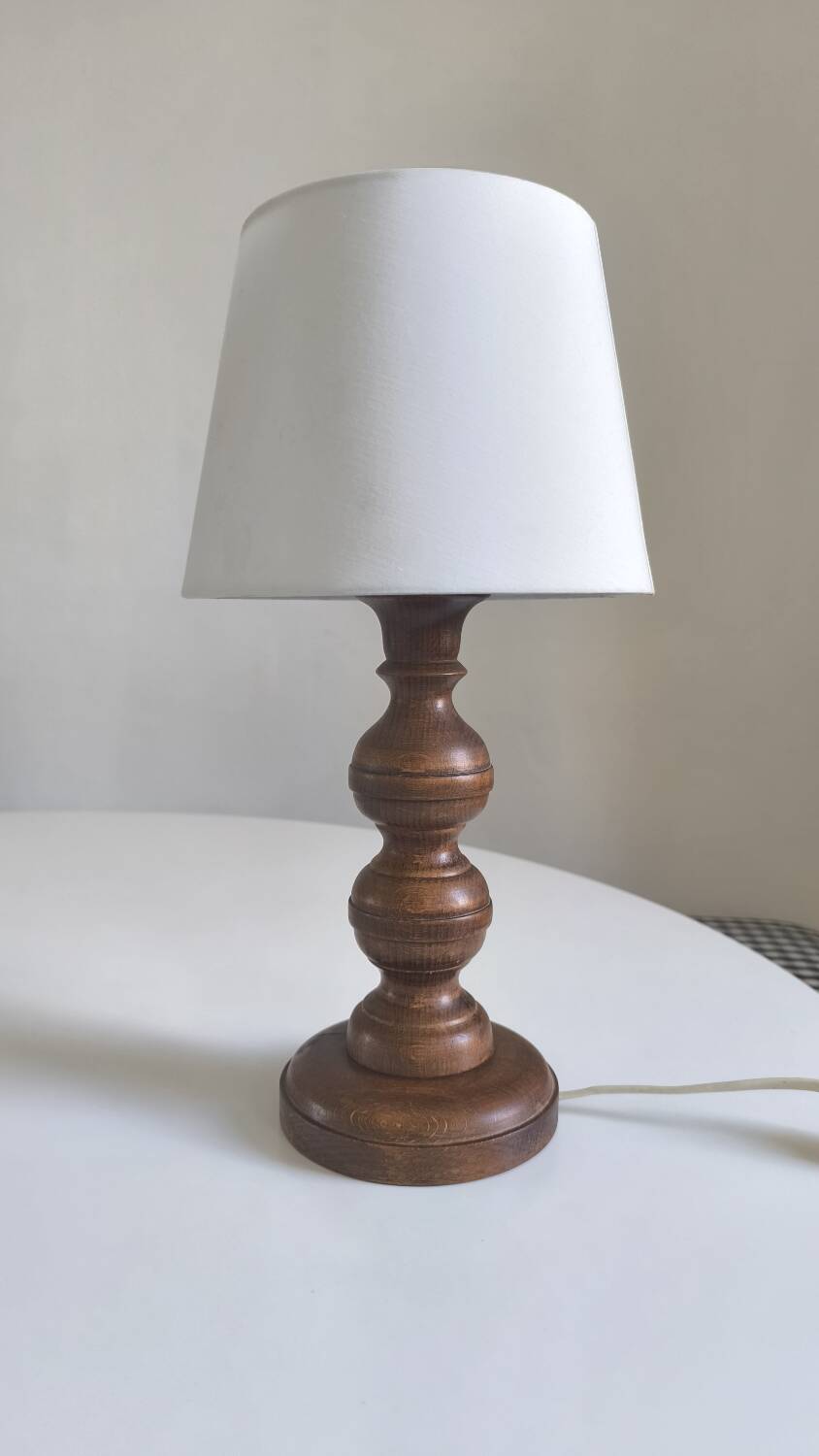 1950s turned wood table lamp