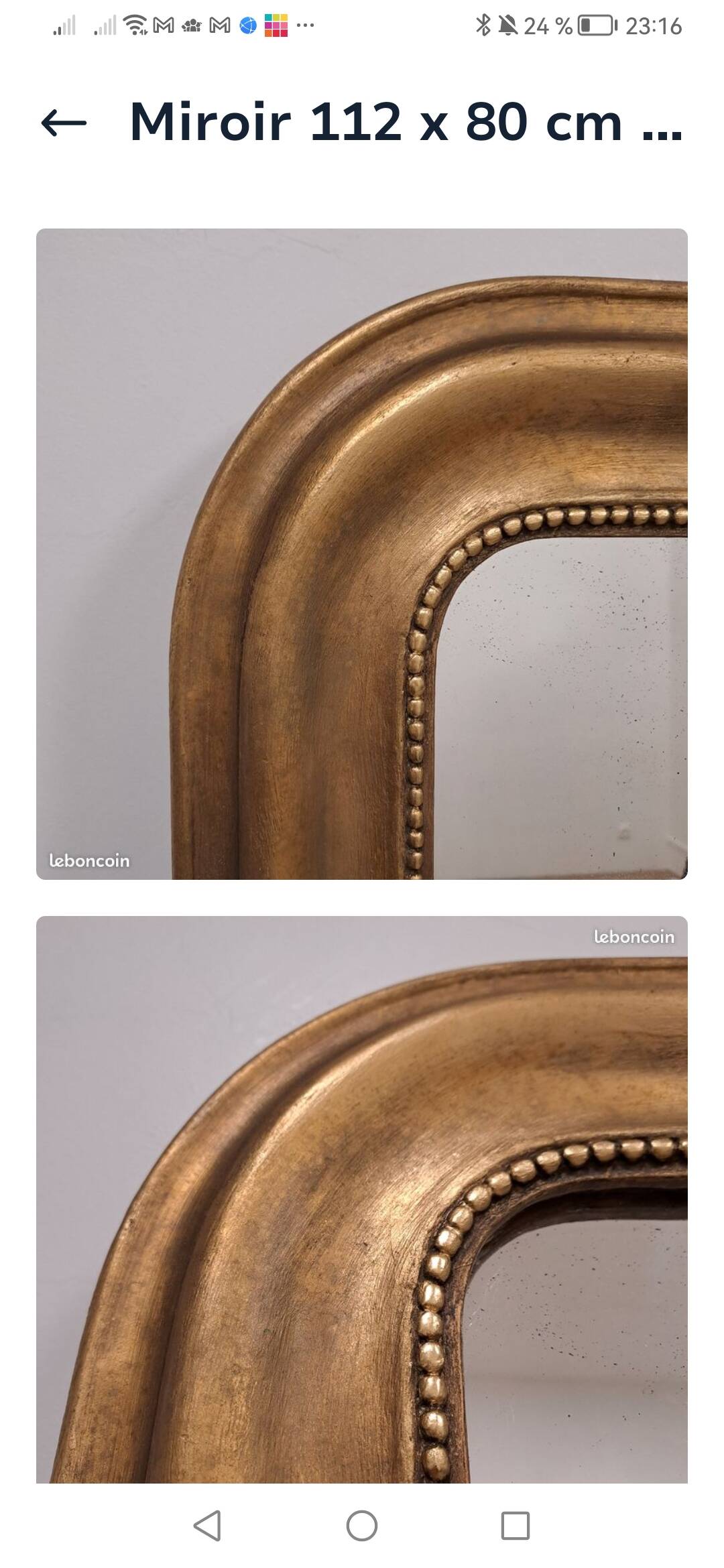 Large antique Louis Philippe gilded mirror