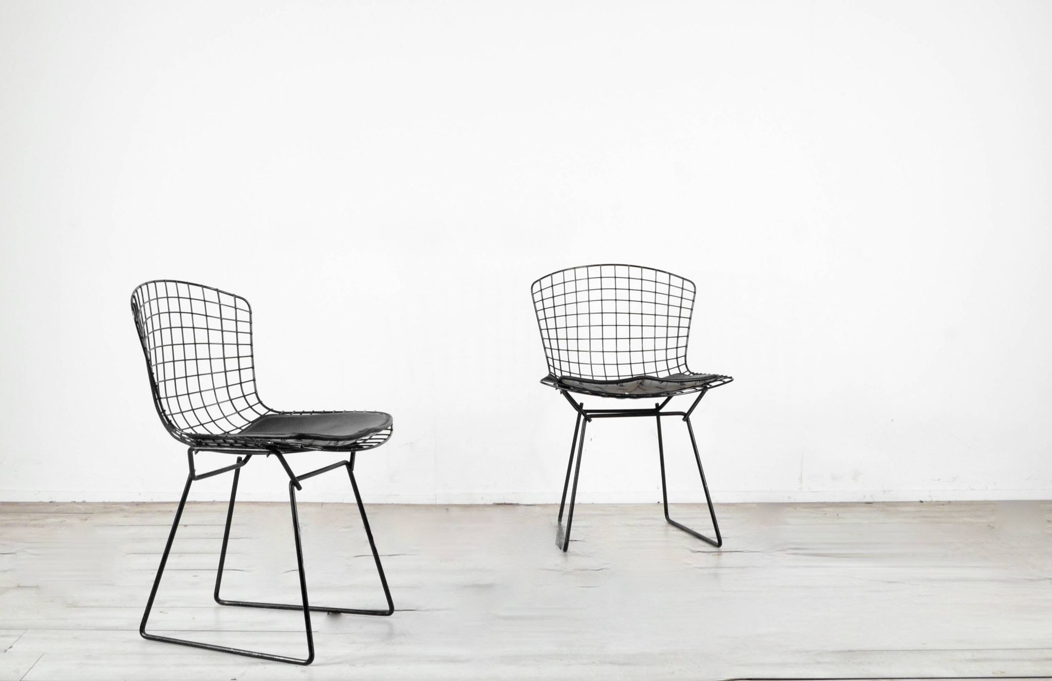 Pair Of Bertoia Chairs In Black Steel By Harry Bertoia, 1970s
