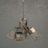 Lustre 1970 design verre et inox