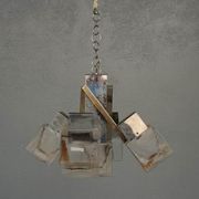 Chandelier 1970 design glass and stainless steel