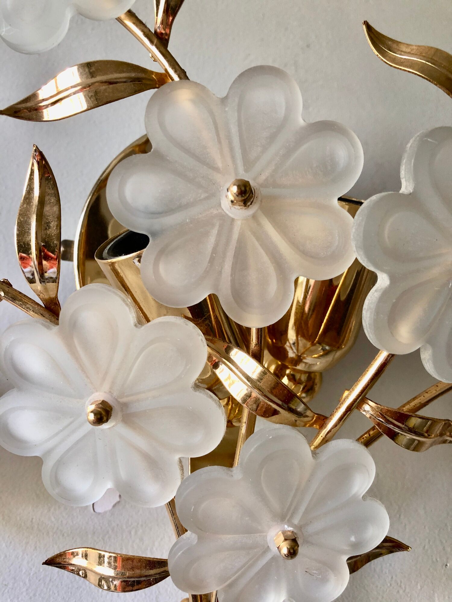 Pair of Italian wall lamps with a bouquet 1980