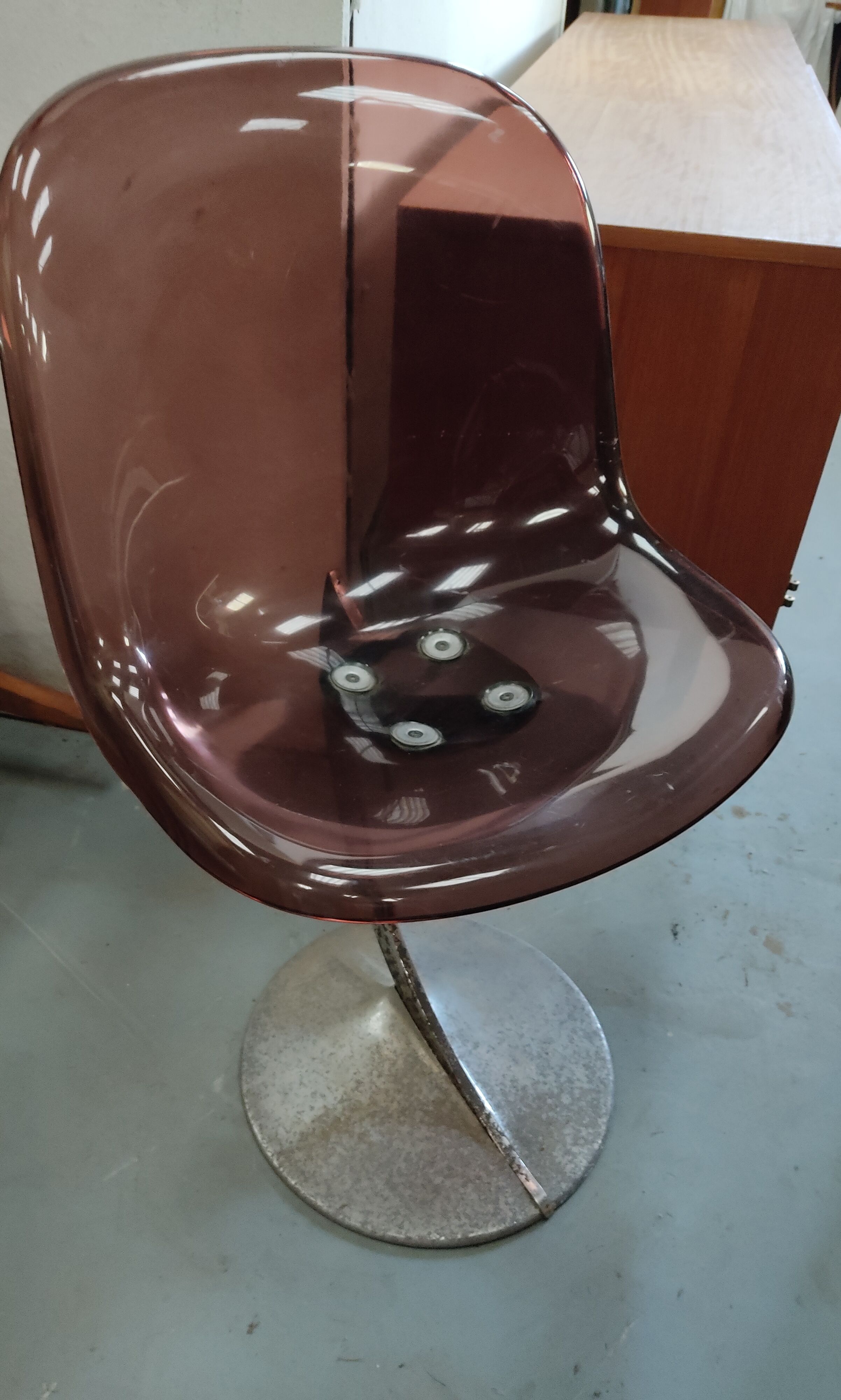 Fauteuil enfant space age chrome et plexiglass
