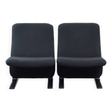 Set of 2 black vintage design armchairs