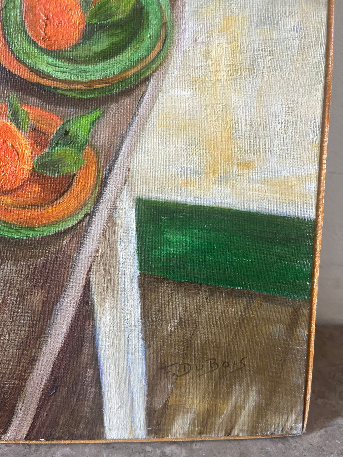 Géométrie du jardin intérieur, huile sur toile signé