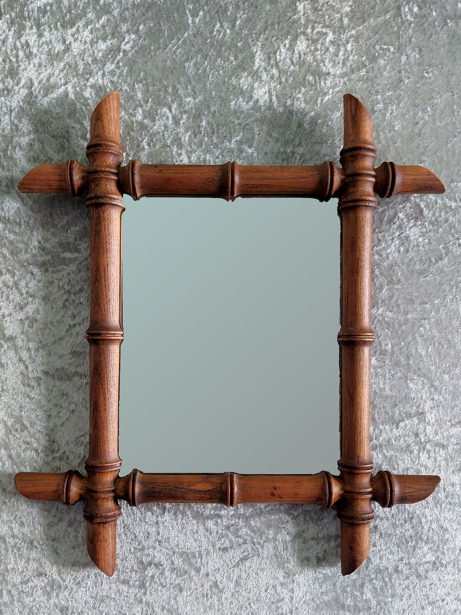 Wooden barber mirror imitation bamboo from the 20s