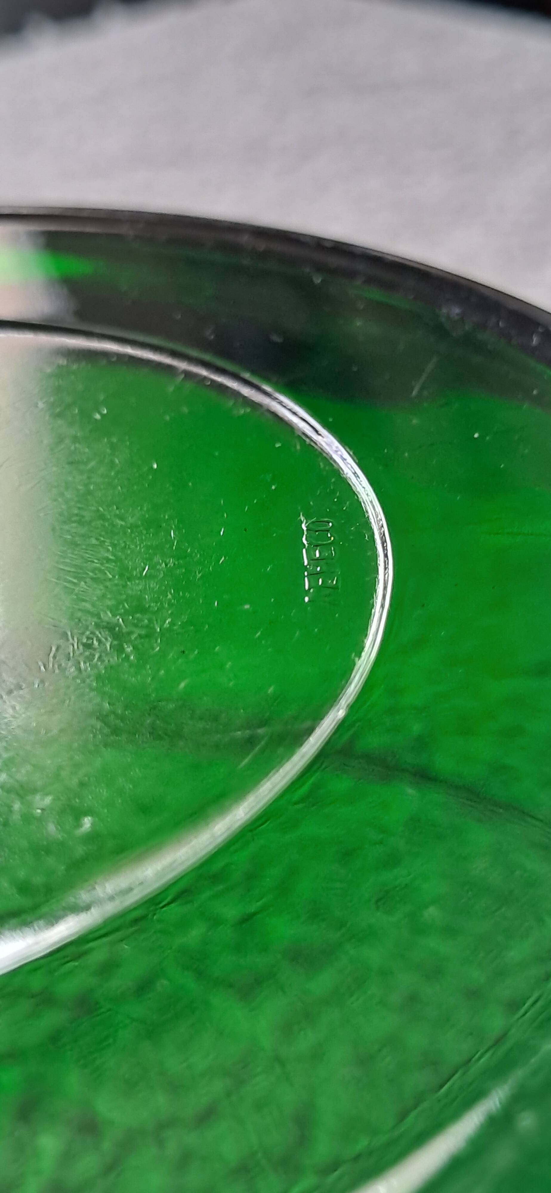 Vintage emerald green salad bowl made in France.