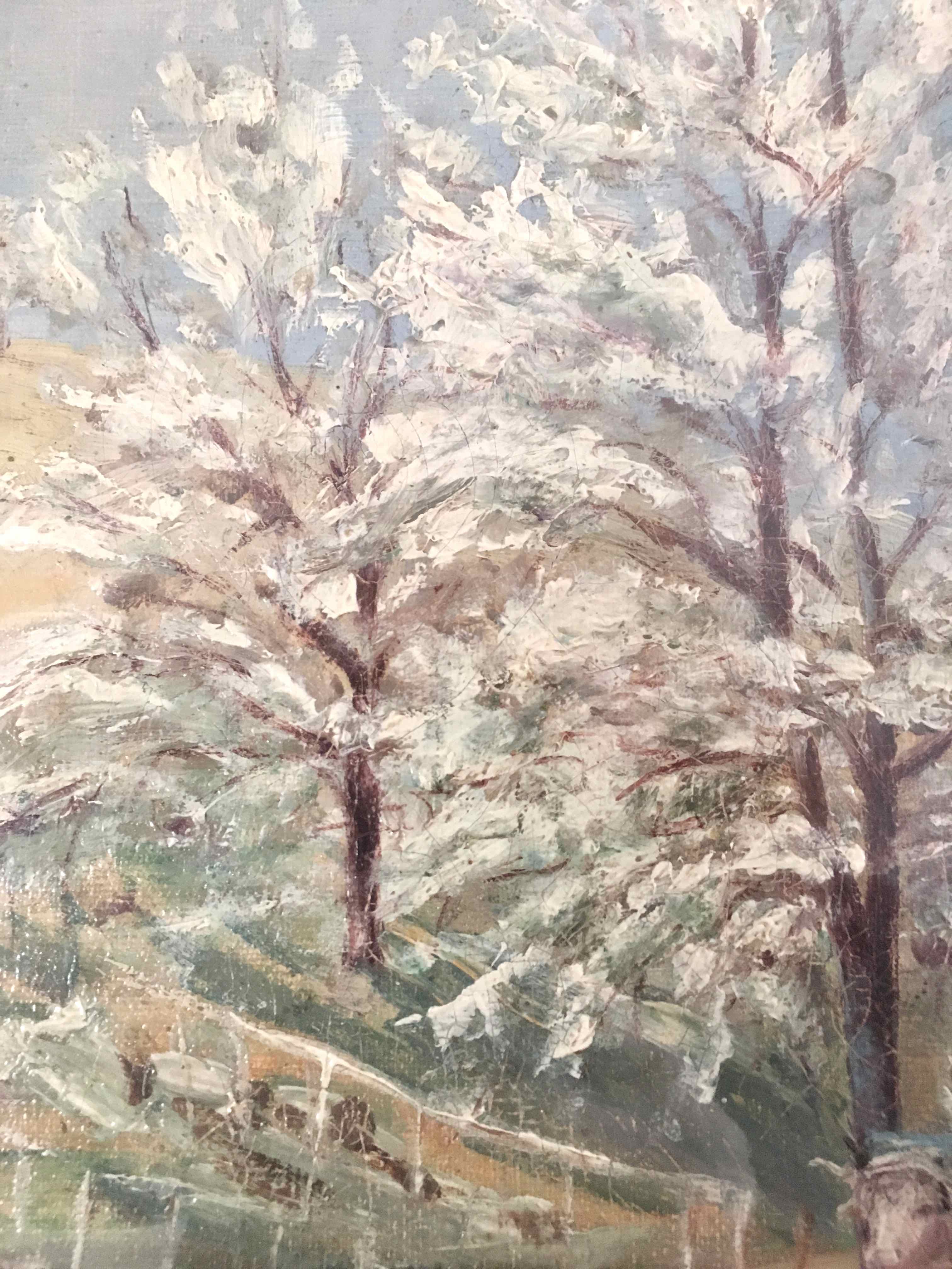 Oil painting on canvas cherry blossoms