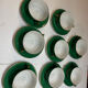 Service 14 Tasse et sous-tasse à Bouillon Art-Deco Vert Émeraude et Or