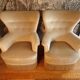 Pair of velvet toad armchairs