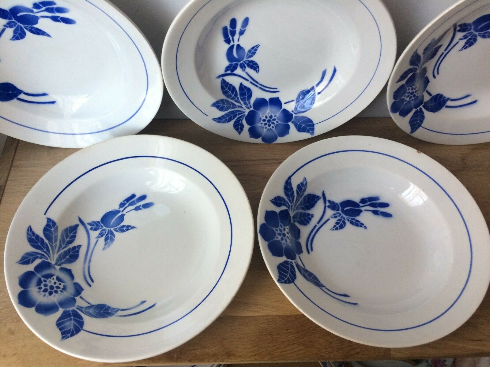 Set of 5 vintage half-hollow plates decoration flora