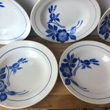 Lot de 5 assiettes demi-creuses vintage décor flore