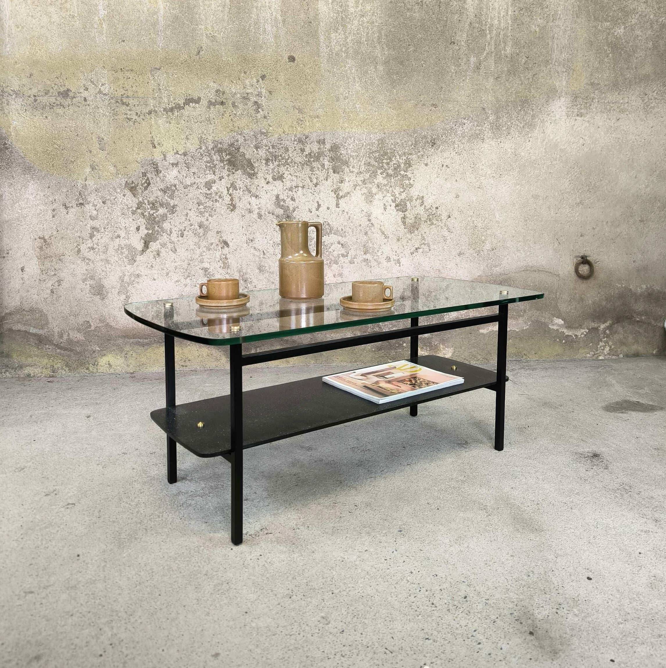 Vintage modernist glass coffee table
