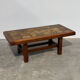 Vintage brutalist stone mosaic coffee table – solid wood, 1970s