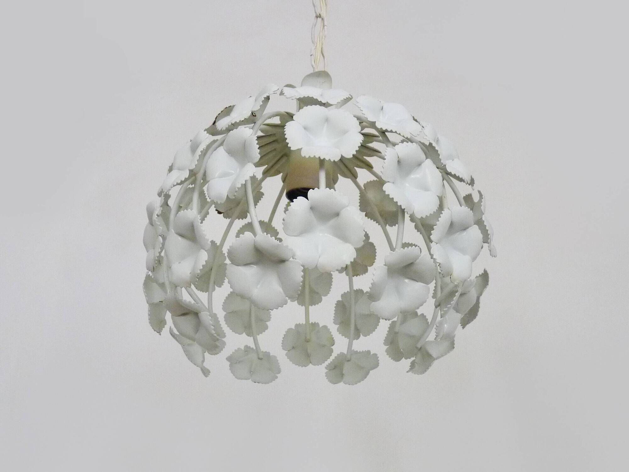 White metal floral pendant light. 1970s