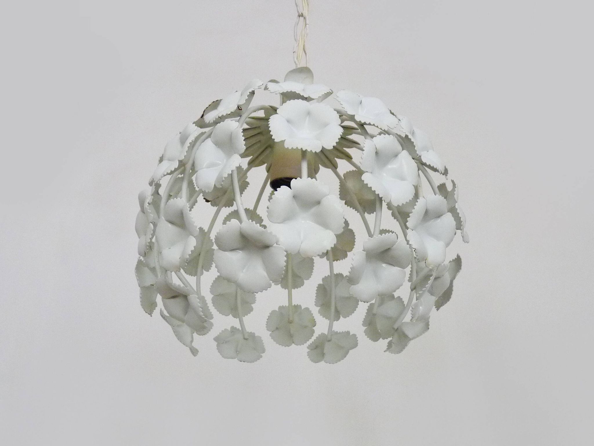 White metal floral pendant light. 1970s