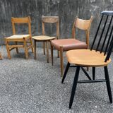 Series of 6 mismatched vintage chairs
