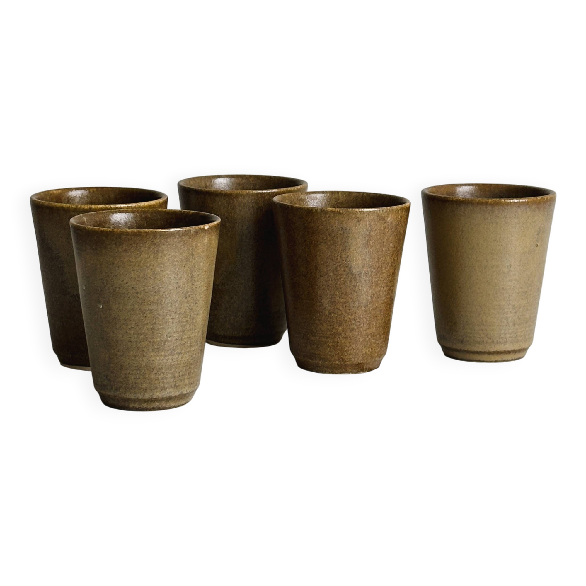 Set of 5 Digoin stoneware mugs