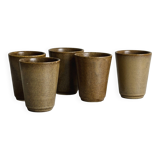 Set of 5 Digoin stoneware mugs