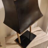Lamp " phanera " brass marble lampshade lacquered black golden made in France