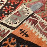 6x12 Multicolor Orientel Kilim Rug, Handmade Wool Kilim Rug, 185x350Cm