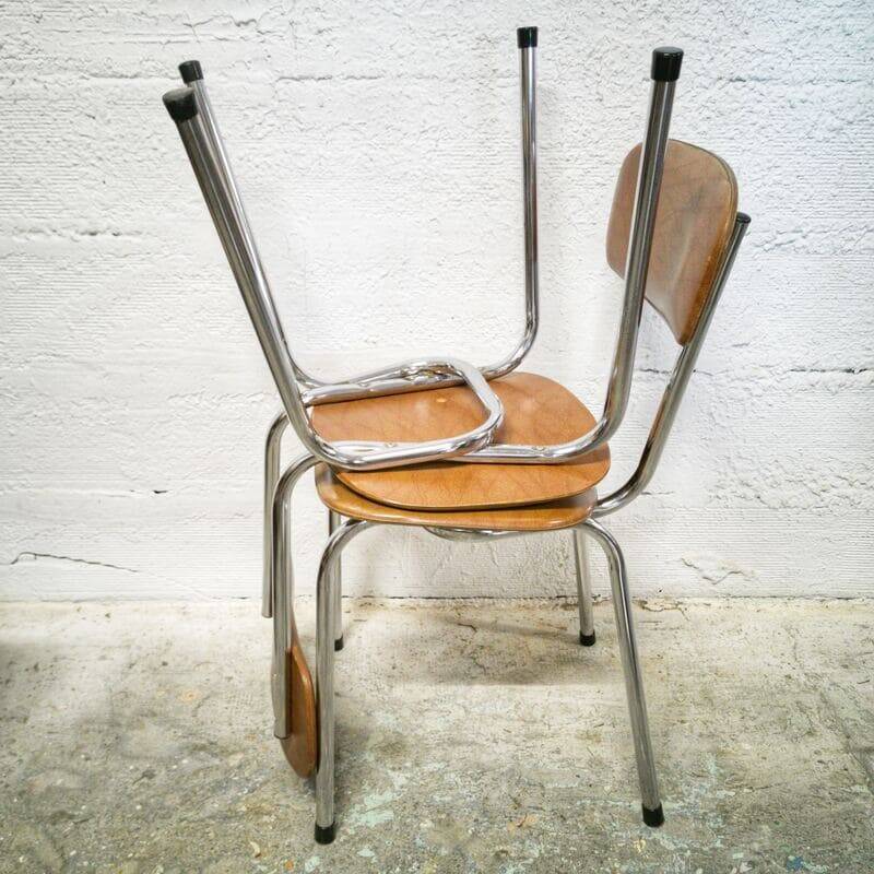 Pair of vintage chrome and leatherette chairs