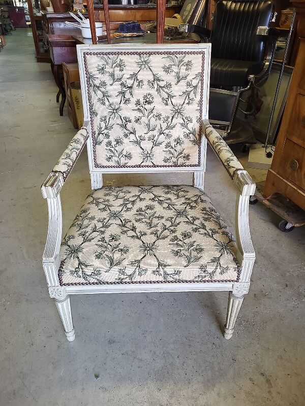 Armchair Louis XVl grey of the Xlx th century n°1