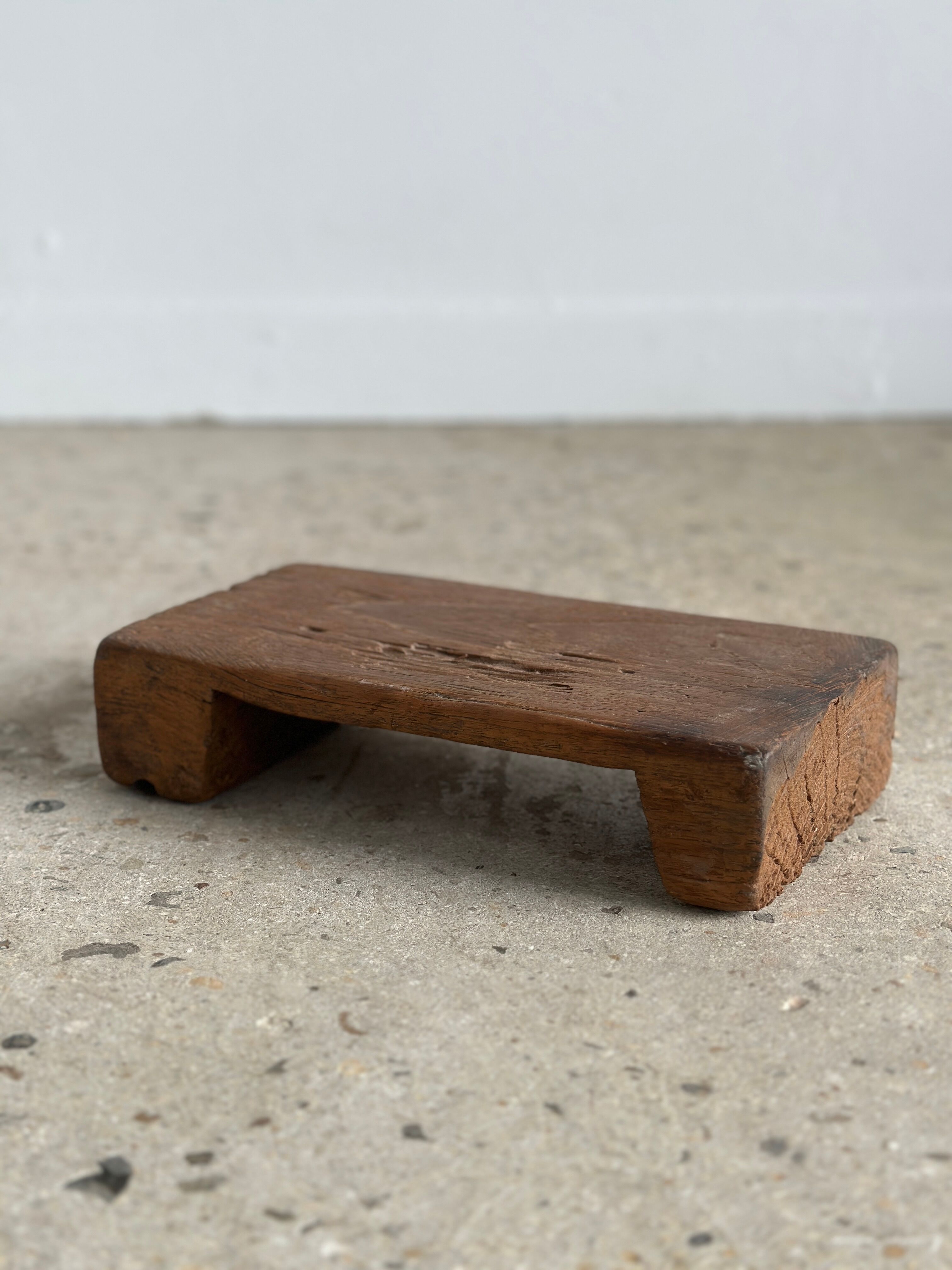 Mini Asian teak side stool blonde