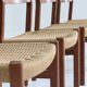 Mid Century Danish teak and paper cord dining chairs 1960s , set of 4