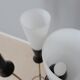 Mid century opaline glass floor lamp