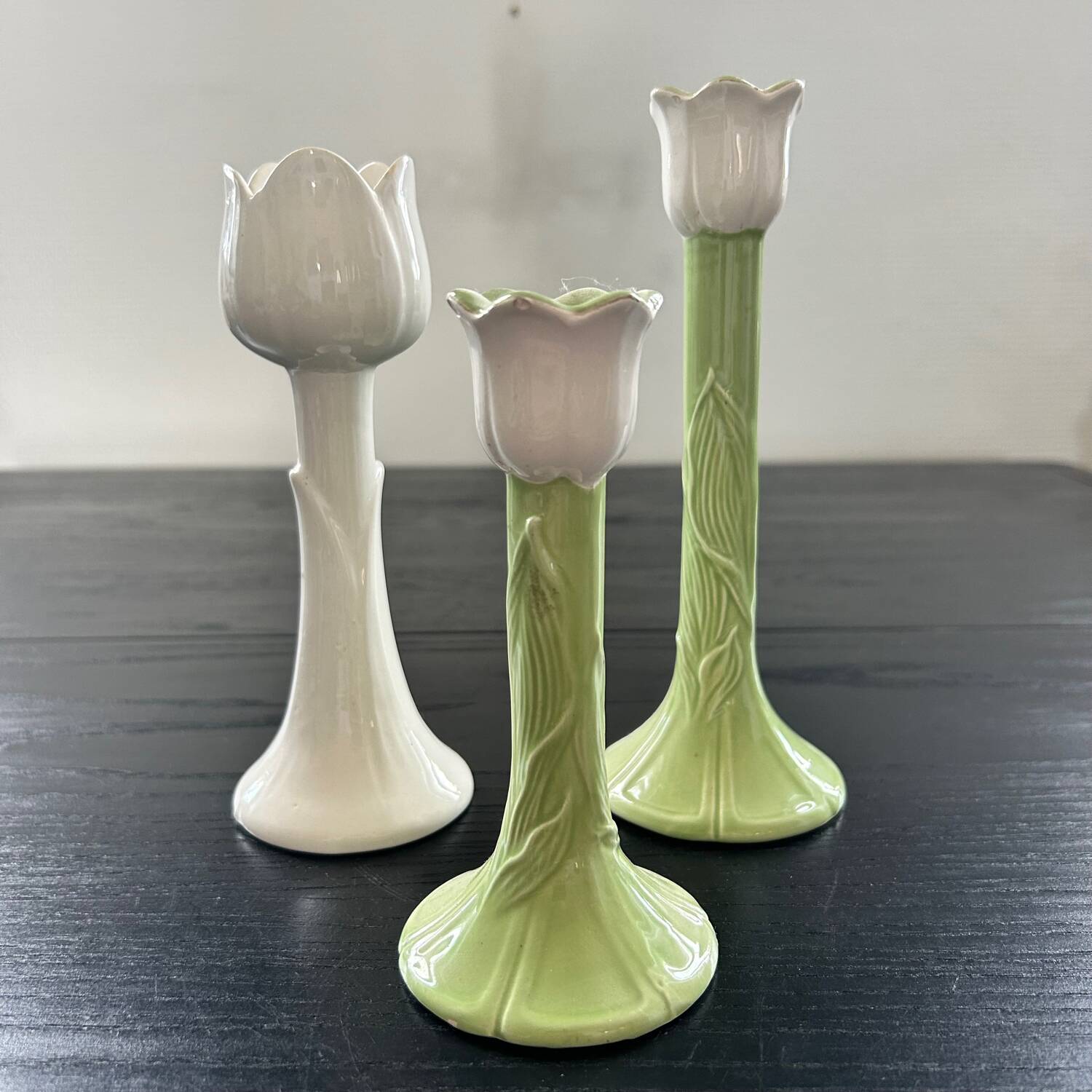 Set of 3 tulip candle holders