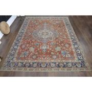 1970s Vintage Persian Handmade Wool Orange Oversized Area Rug 278x379