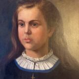 Huile sur toile portrait d’une jeune fille debut XX siècle