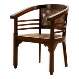 Beech and rattan armchair