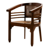 Beech and rattan armchair