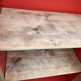 Vintage glass-fronted cabinet, raw wood, 1950s