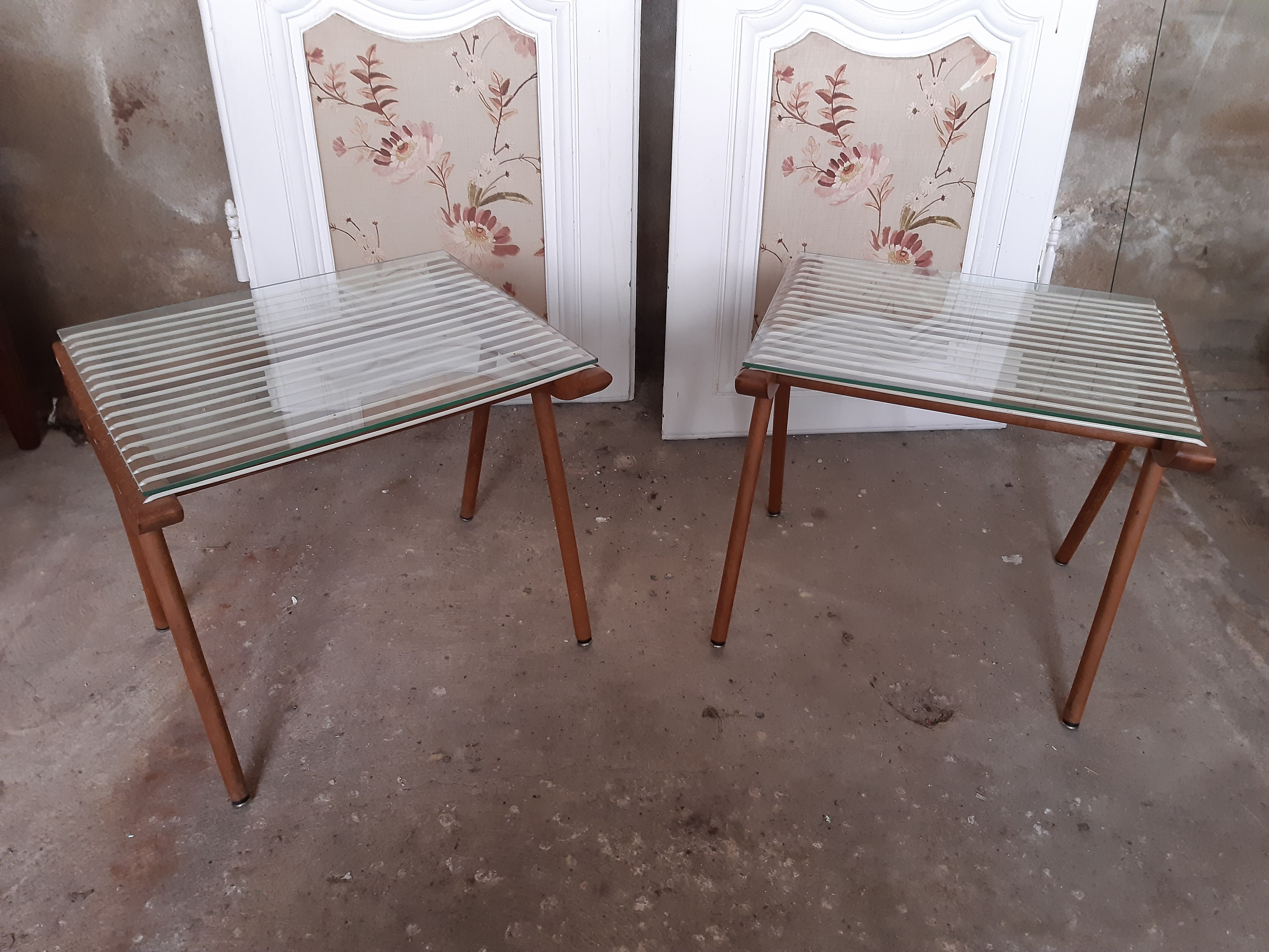 Ottoman duo Georges Tigien teak