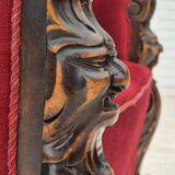 1950s, Danish armchair with footstool, furniture velour, ash wood.