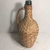 Demijohn bottle 2L old woven Wicker rattan + handle Vintage