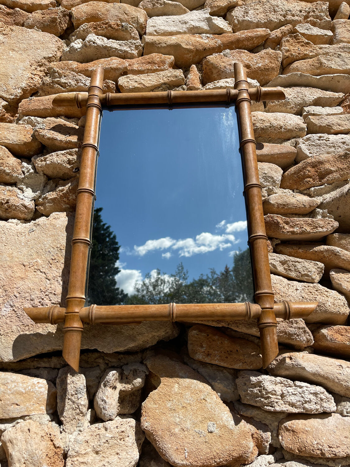Vintage bamboo mirror