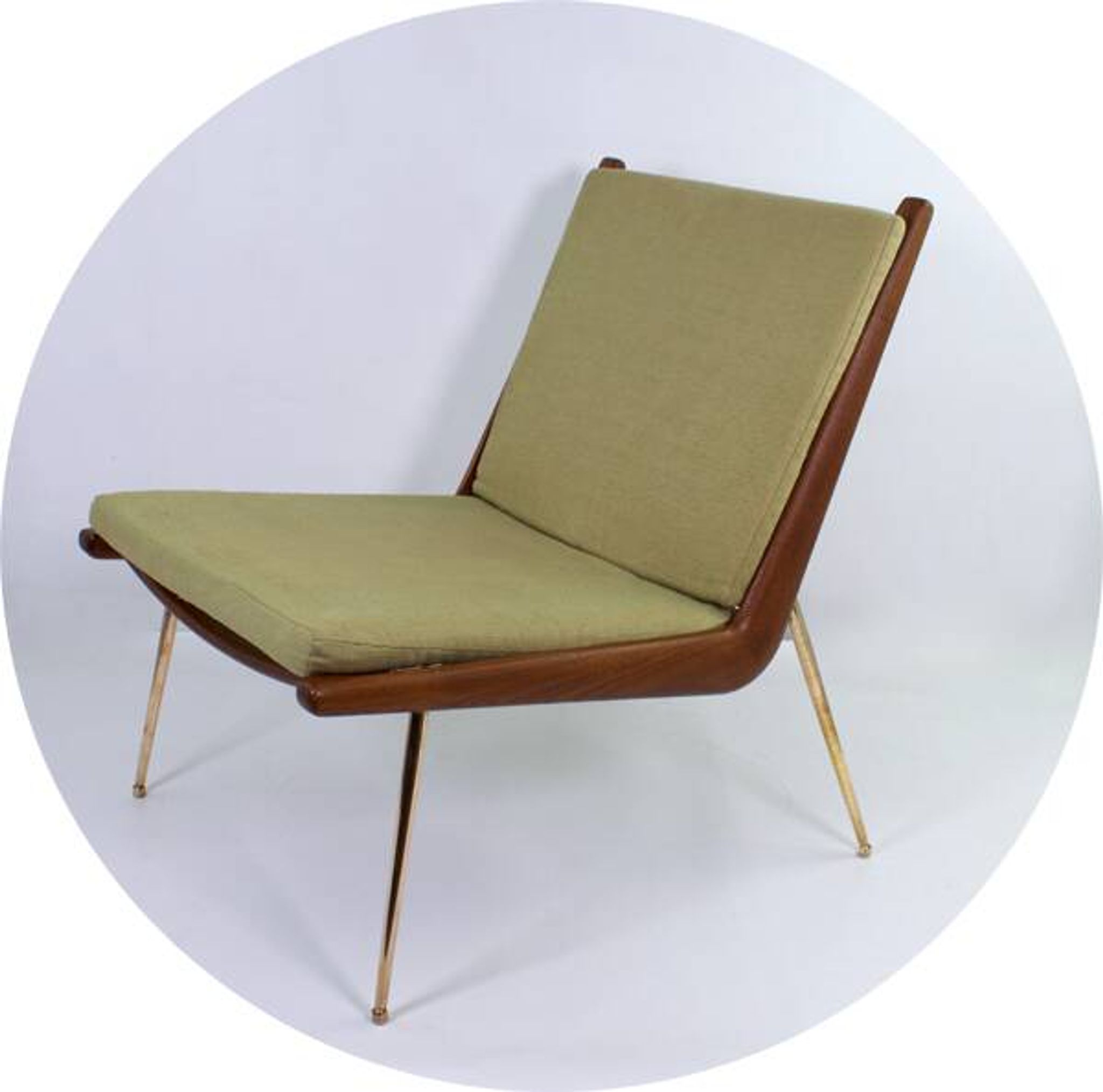 BOOMERANG ARMCHAIR by P. HVIDT & NIELSEN, ed. original, restored, 1950