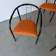 Set of 4 Italian design chairs in vintage black metal and chrome.