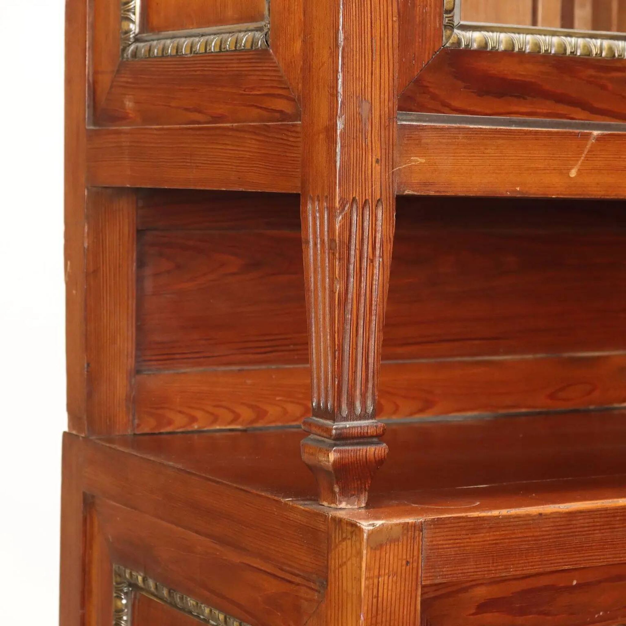 Vintage larch sideboard with sliding metal doors, Italy, 20th century