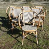 Set of 6 rattan terrace bistro armchairs type "Parisian"