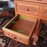 Vintage Vanity Desk, unique hand carved, Chiang Mai teak wood