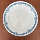 Large ironstone serving platter Longchamp model Denise vintage blue