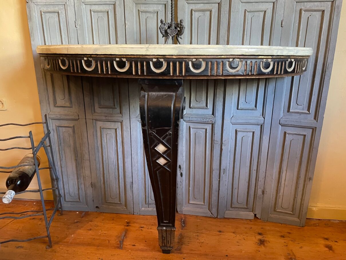 Half-moon console side table faux marble